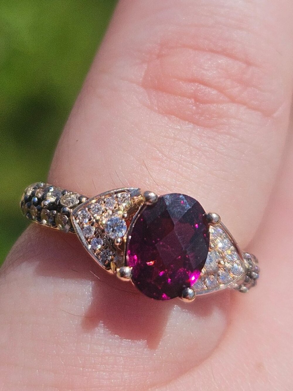 LeVian 14K Rose Gold Rhodolite Garnet & Diamond Cocktail Ring Size 6.75